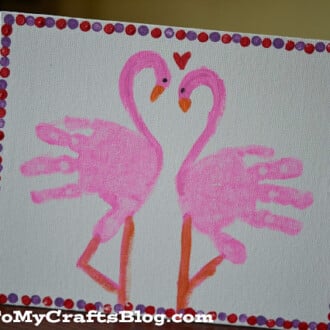 Handprint Flamingo Card Valentine's for Kids