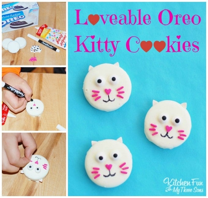 Easy Valentine Oreo Kitty Cat Cookies 