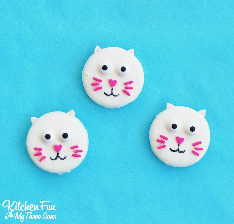 Easy Valentine Oreo Kitty Cat Cookies from KitchenFunWithMy3Sons.com