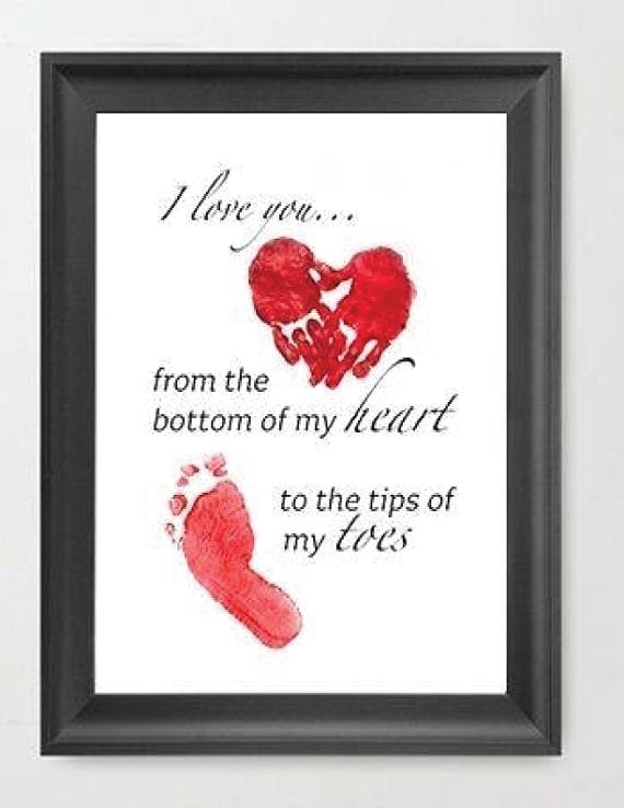 I love you from the bottom of my Heart Handprint and Footprint Art