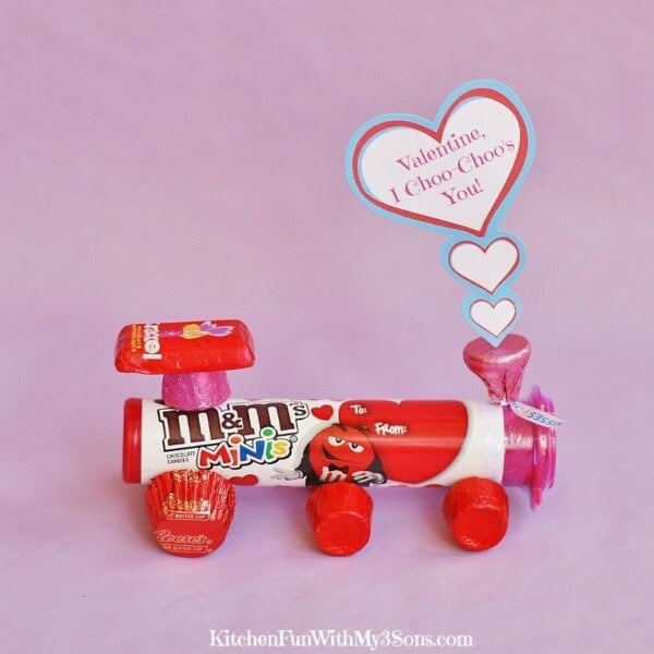 Valentine's Day Hershey Candy Train with a "I Choo-Choo's You" Free Printable from KitchenFunWithMy3Sons.com