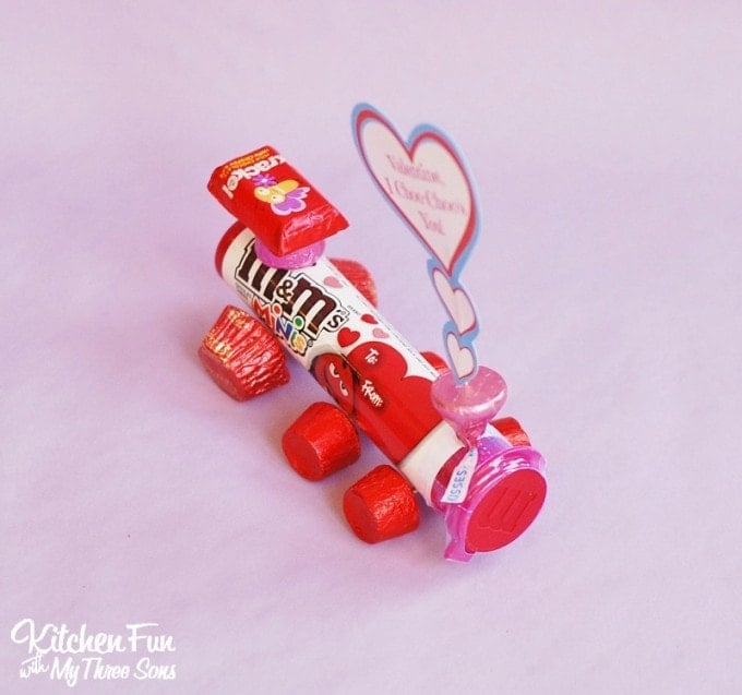 Valentine's Day Hershey Candy Train with a "I Choo-Choo's You" Free Printable from KitchenFunWithMy3Sons.com