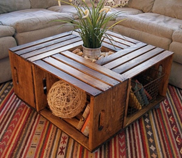 DIY Wood Crate Coffee Table
