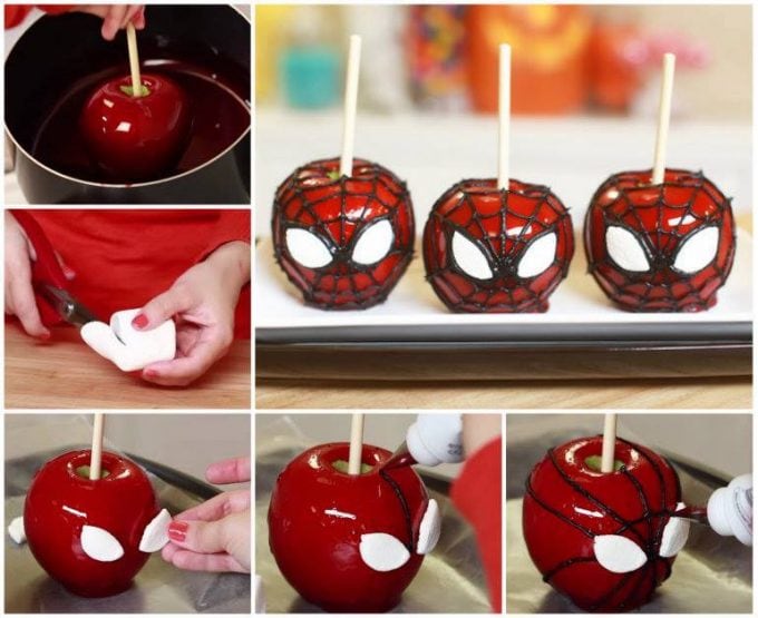 Spider Man Candy Apples for Halloween!