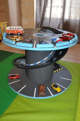 Turn a Spool into a Toy Garage...these are awesome ideas!