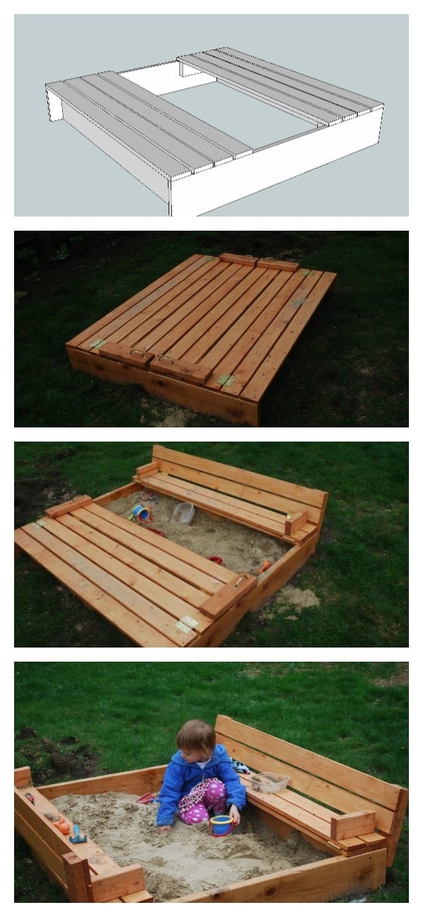 DIY Wood Bench Sand Box for Kids