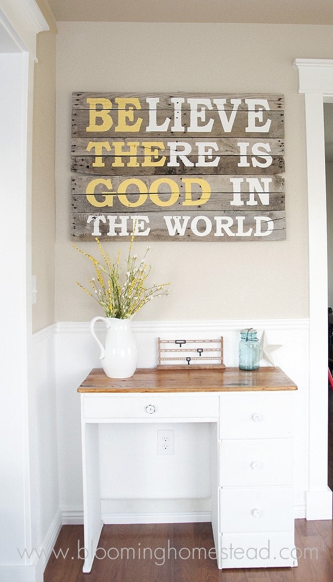 Believe there is Good in the Wood DIY Pallet Sign