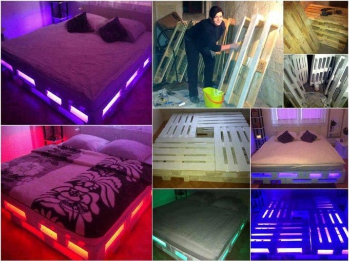 DIY Pallet Bed With Lights
