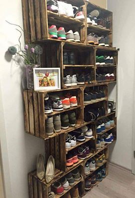 Use Wood Crates for a Shoe Rack!