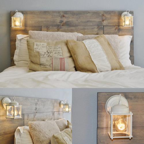 Wood Pallet Bed with Lanterns