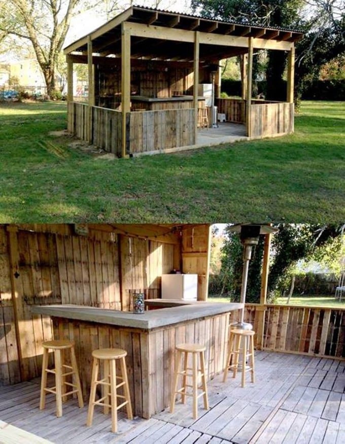 Outdoor Pallet Bar...these are the BEST DIY Pallet Ideas!