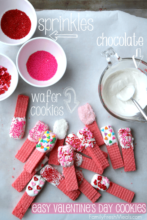 Valentine Chocolate Dipped Wafer Cookies