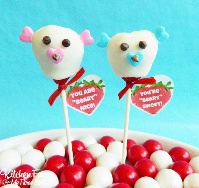 Valentine Chocolate Covered Strawberry Bears from KitchenFunWithMy3Sons.com