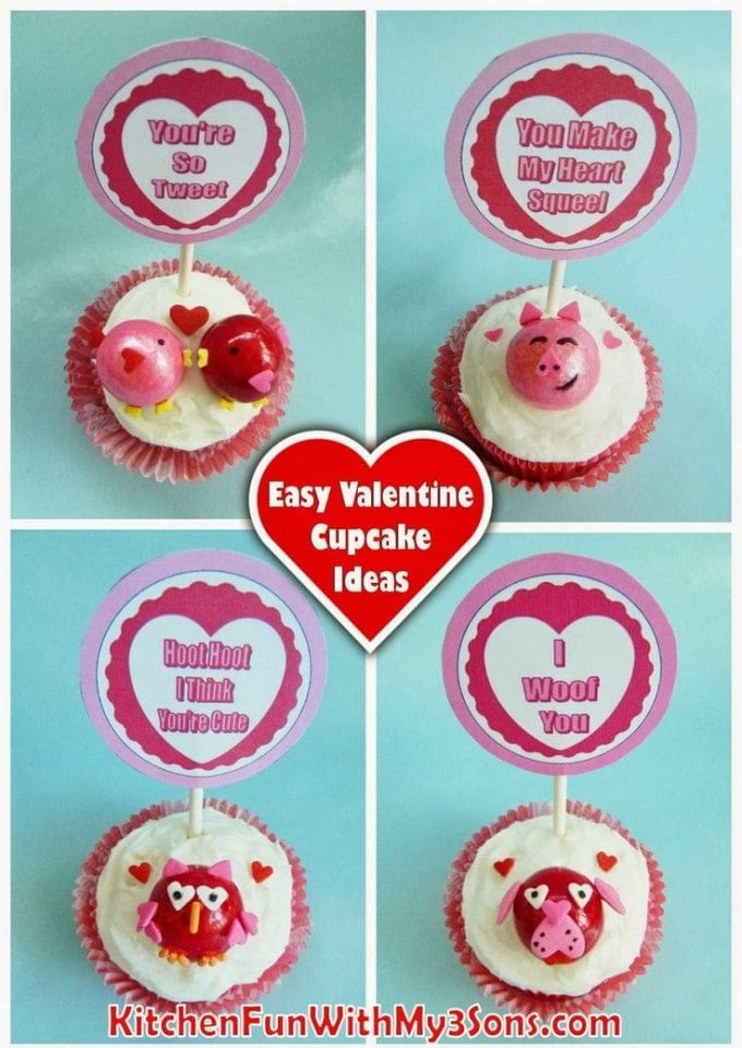Easy Valentine's Day Cupcake Ideas for Kids from KitchenFunWithMy3Sons.com