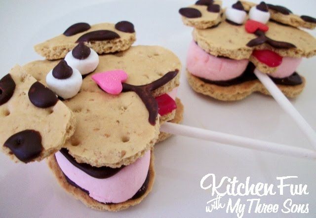 Valentine's Day Puppy Love S'mores Pops from KitchenFunWithMy3Sons.com