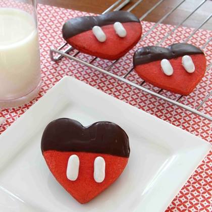 Valentine Heart Shaped Mickey Mouse Cookies