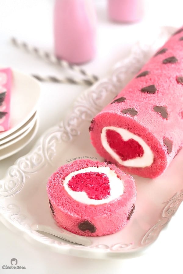 Valentine's Day Heart Cake Roll