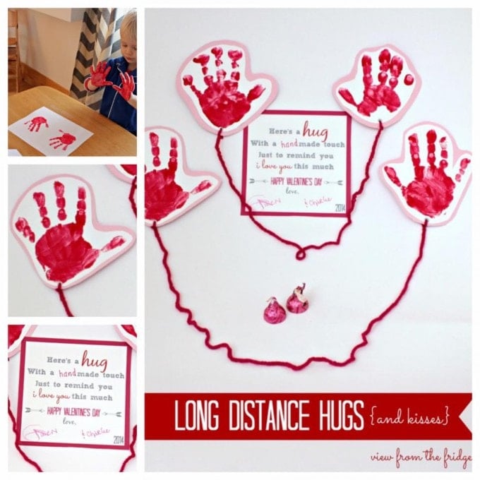 Long Distant Hugs Handprint Card for Valentine's Day