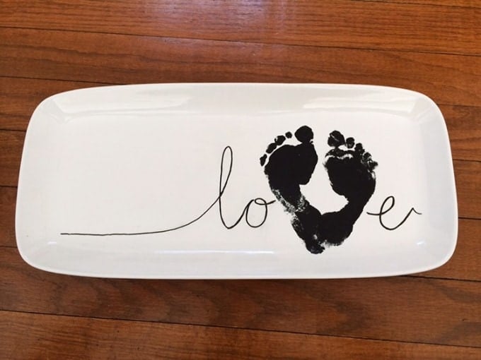 Valentine's Day Footprint Love Plate