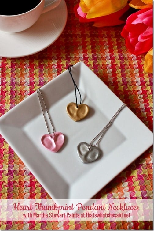 DIY Heart Thumbprint Necklace for Valentine's Day