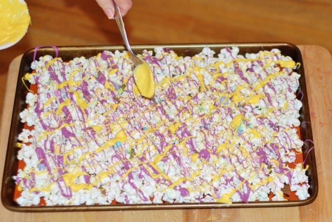Easter Bunny Bait White Chocolate Funfetti Popcorn with a Free Printable from KitchenFunWithMy3Sons.com