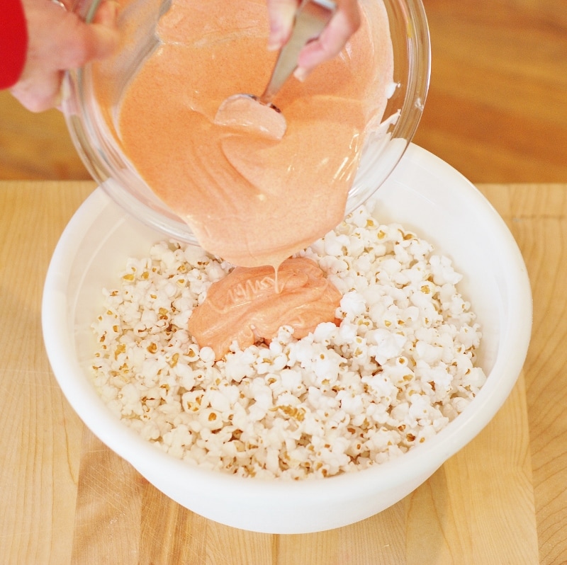 Making Easter Popcorn Carrot treat bags