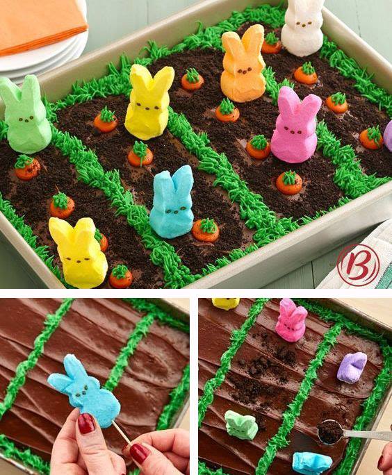 Easter Peeps Garden Cake