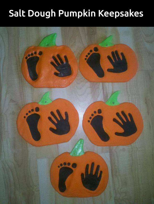 Salt Dough Pumpkin Handprint & Footprint Keepsake...these are the BEST Hand & Footprint Ideas!