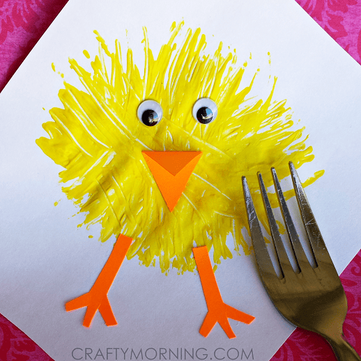 Make a Chick Craft using a Fork...a fun Easter craft for the Kids to make!