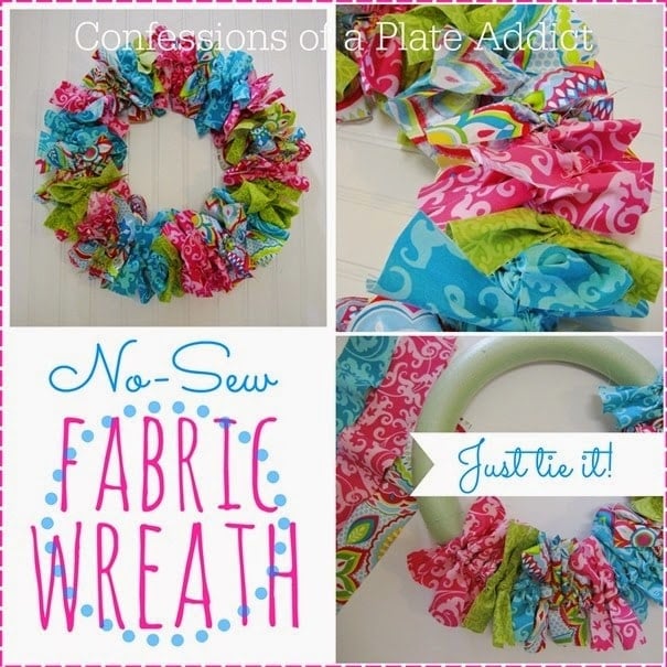 Easy No-Sew Spring Fabric Wreath