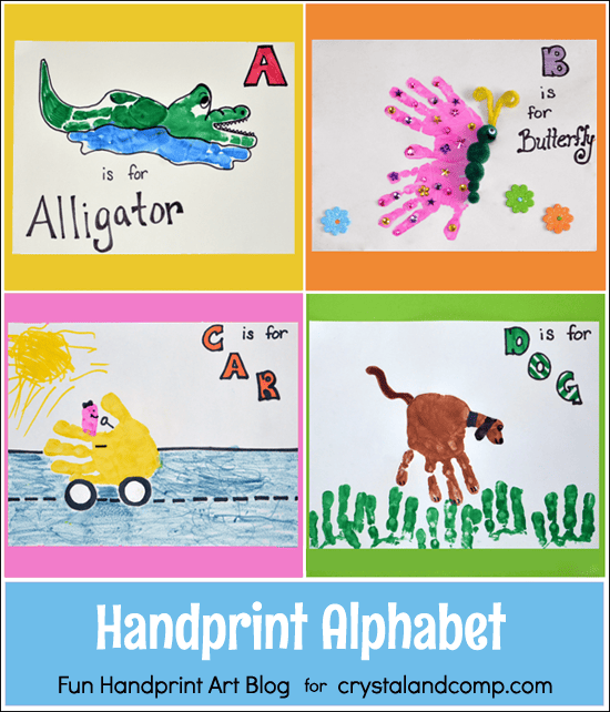 Letter A, B, C, & D Alphabet Handprint Art