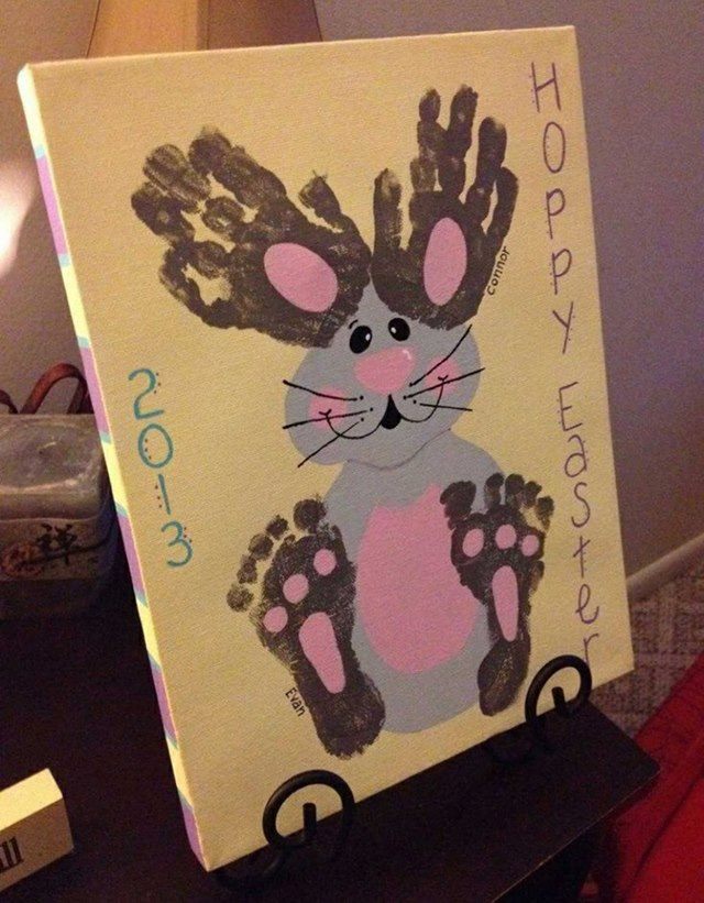 Easter Hand & Footprint Bunny Canvas Art