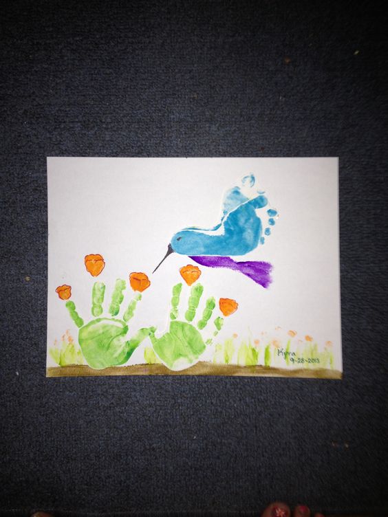 Handprint Flowers & Footprint Bird....these are adorable Hand & Footprint ideas!