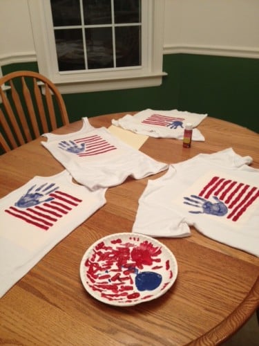 Handprint American Flag T-Shirt for 4th of July...these are the BEST Hand & Footprint Ideas!