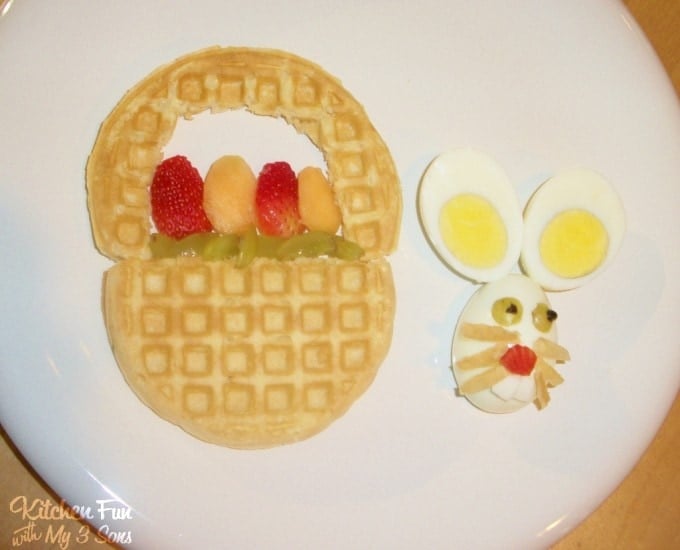 Easter Bunny Waffle Basket Breakfast from KitchenFunWithMy3Sons.com