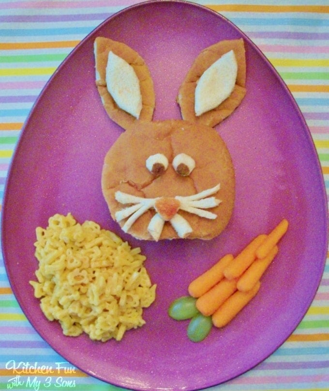 Easter Bunny Burger Dinner for Kids from KitchenFunWithMy3Sons.com
