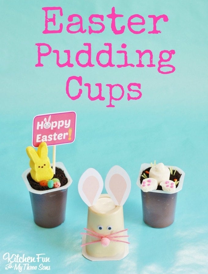 Easter Pudding Cups including Free Printables from KitchenFunWithMy3Sons.com