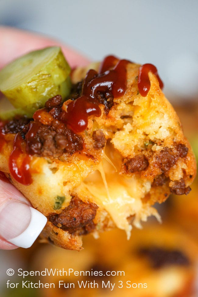 Easy Cheeseburger Puffs are the perfect handheld snack for lunch, after school snack or even for game day! Zesty beef, gooey cheese and loads of flavor!