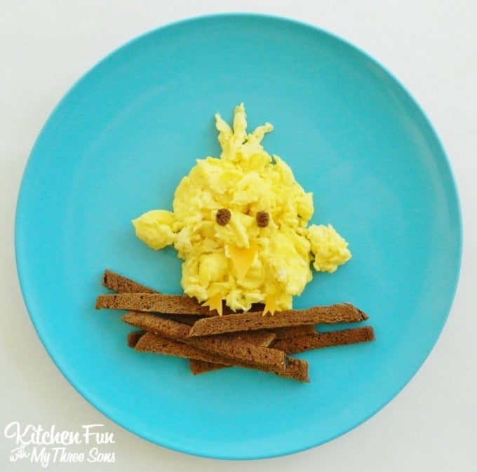 Baby Bird Scrambled Eggs Breakfast for Spring from KitchenFunWithMy3Sons.com