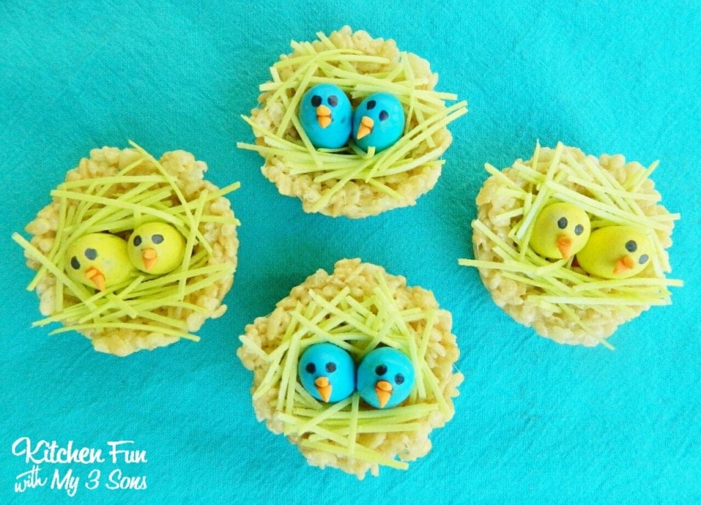 Spring Rice Krispie Baby Bird Nests 