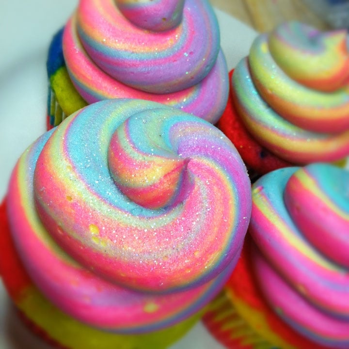 Fantasy Rainbow Swirl Cupcakes