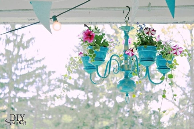 DIY Chandelier Flower Planters 