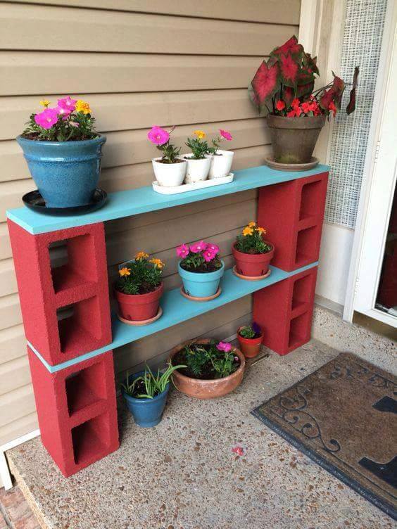 Cinder Block Plant Stand