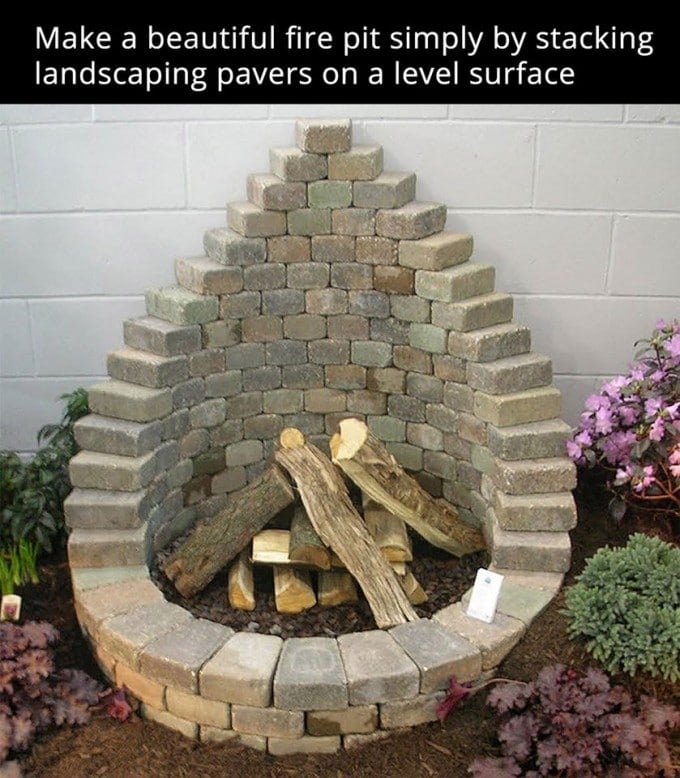 Stack Pavers to make a Firepit