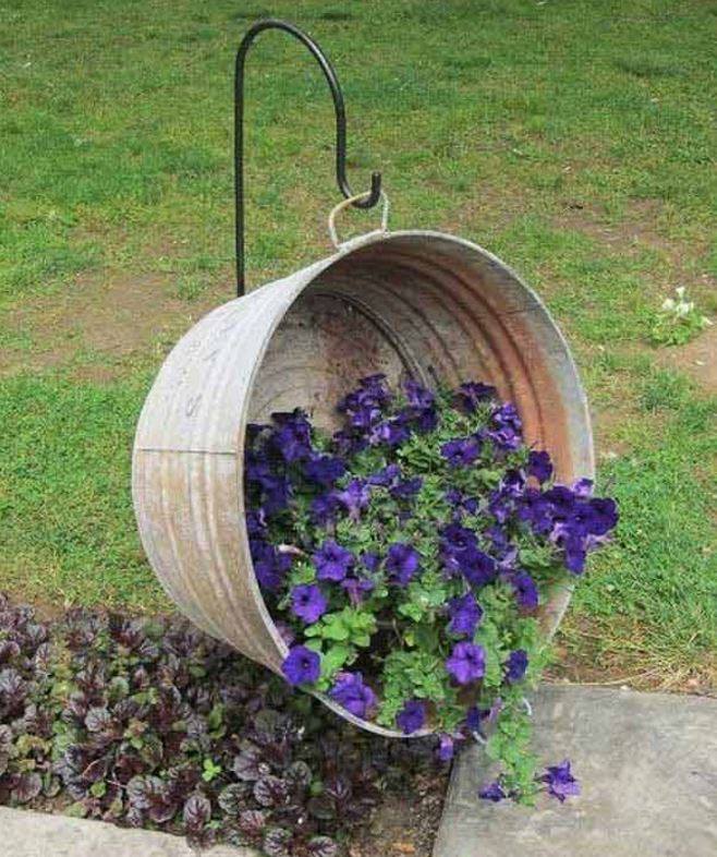 Turn a Metal Wash Tub into a Hanging Planter