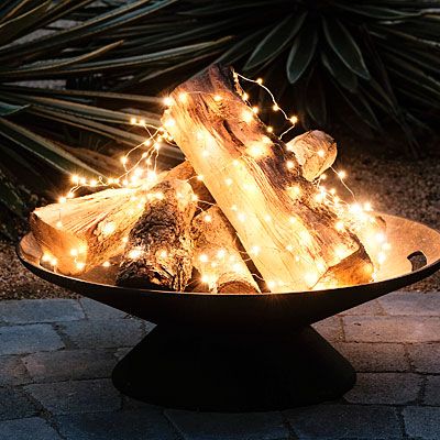 Add Lights to a Firepit instead of burning a real Fire...such a great idea for the Backyard! These are the BEST Garden & DIY Yard Ideas!