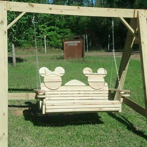 Minnie & Mickey Mouse Wooden Outdoor Swing