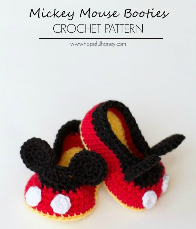 Mickey Mouse Crochet Baby Booties Pattern