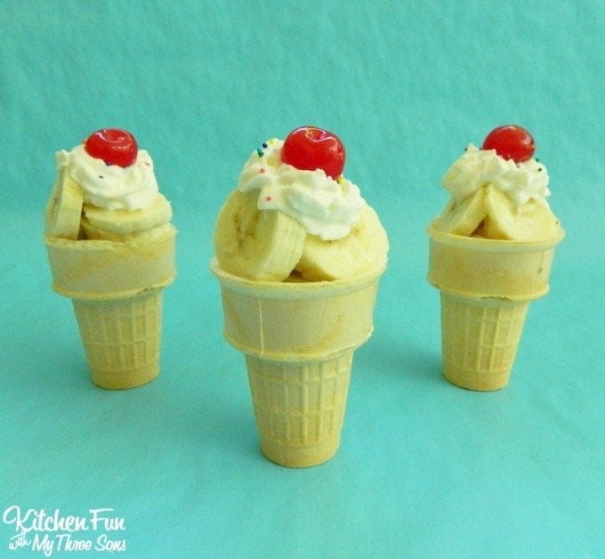 Healthy Banana Fruit Ice Cream Cones from KitchenFunWithMy3Sons.com