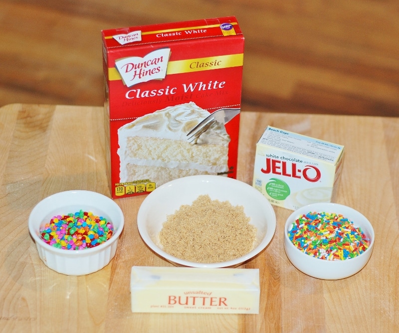 Ingredients for Funfetti Pudding Cookies